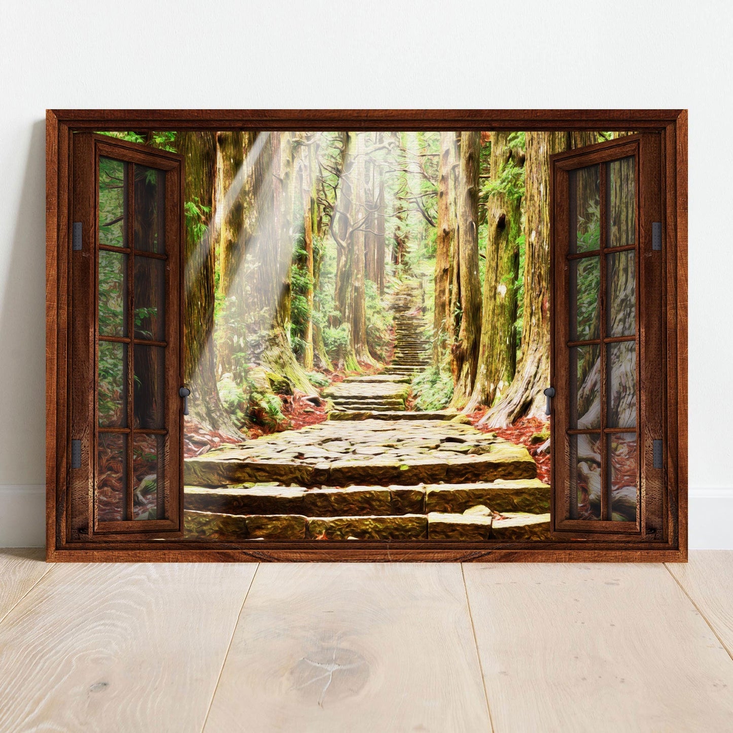 Woodland Forest By The Window Canvas Wall Art