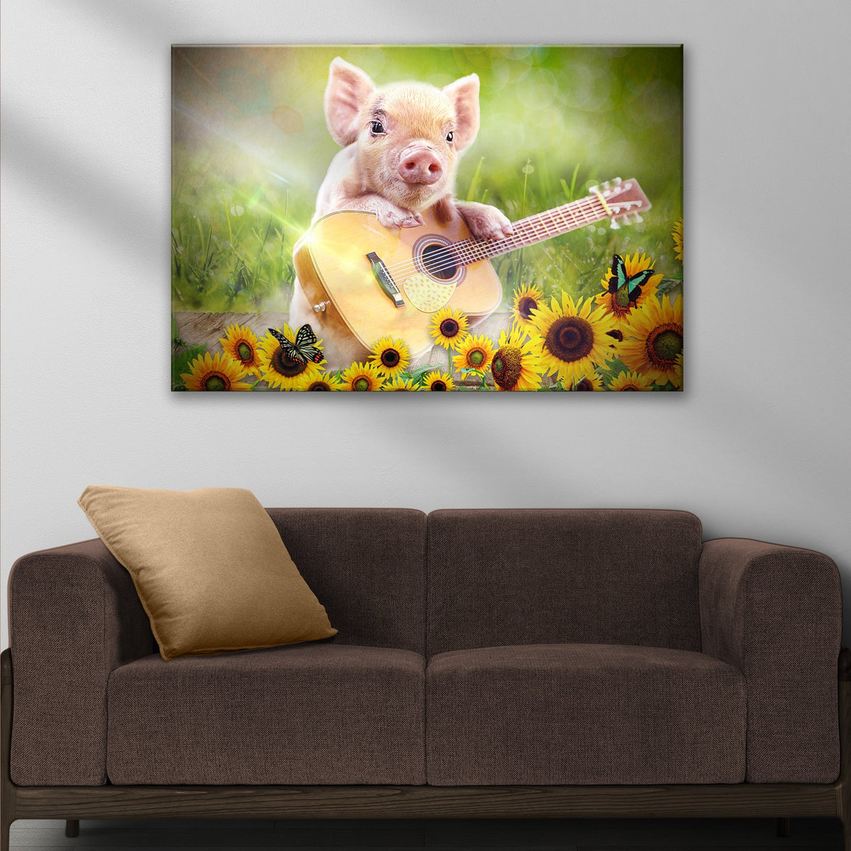 Guitarist Piglet Canvas Wall Art