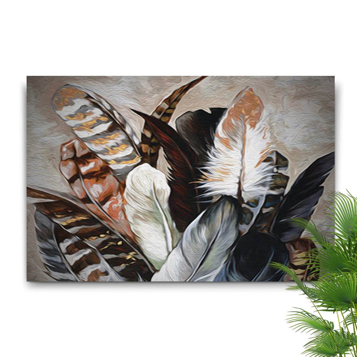 Decor Elements Feather Golden Bunch Canvas Wall Art