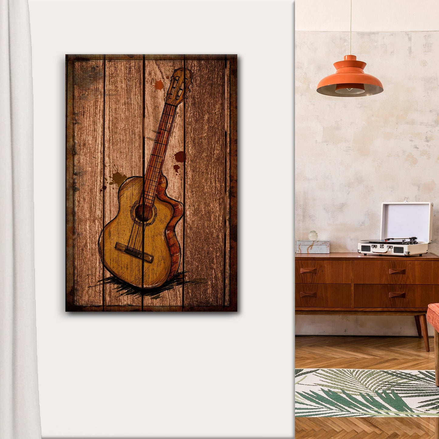 Guitar Rustic Canvas Wall Art