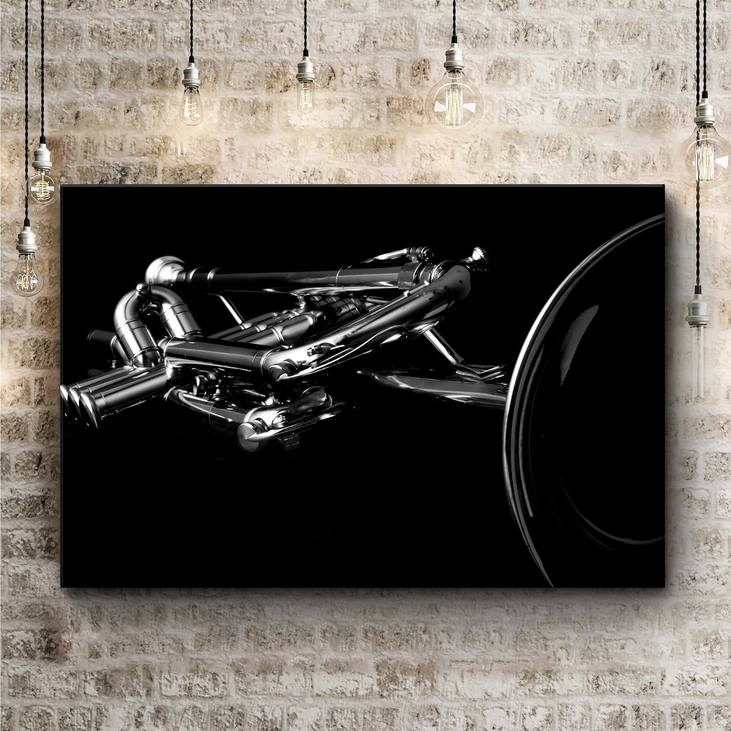 Trumpet Monochrome Canvas Wall Art