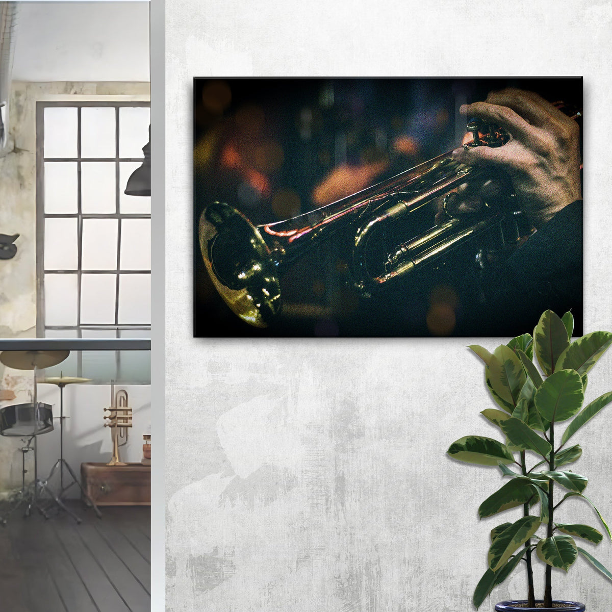Trumpet Playing Canvas Wall Art