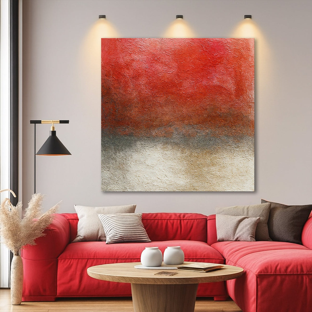 Crimson Horizon Abstract Wall Art