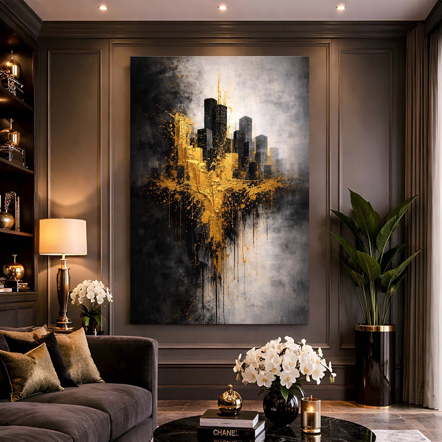 Black Gold Cityscape Abstract
