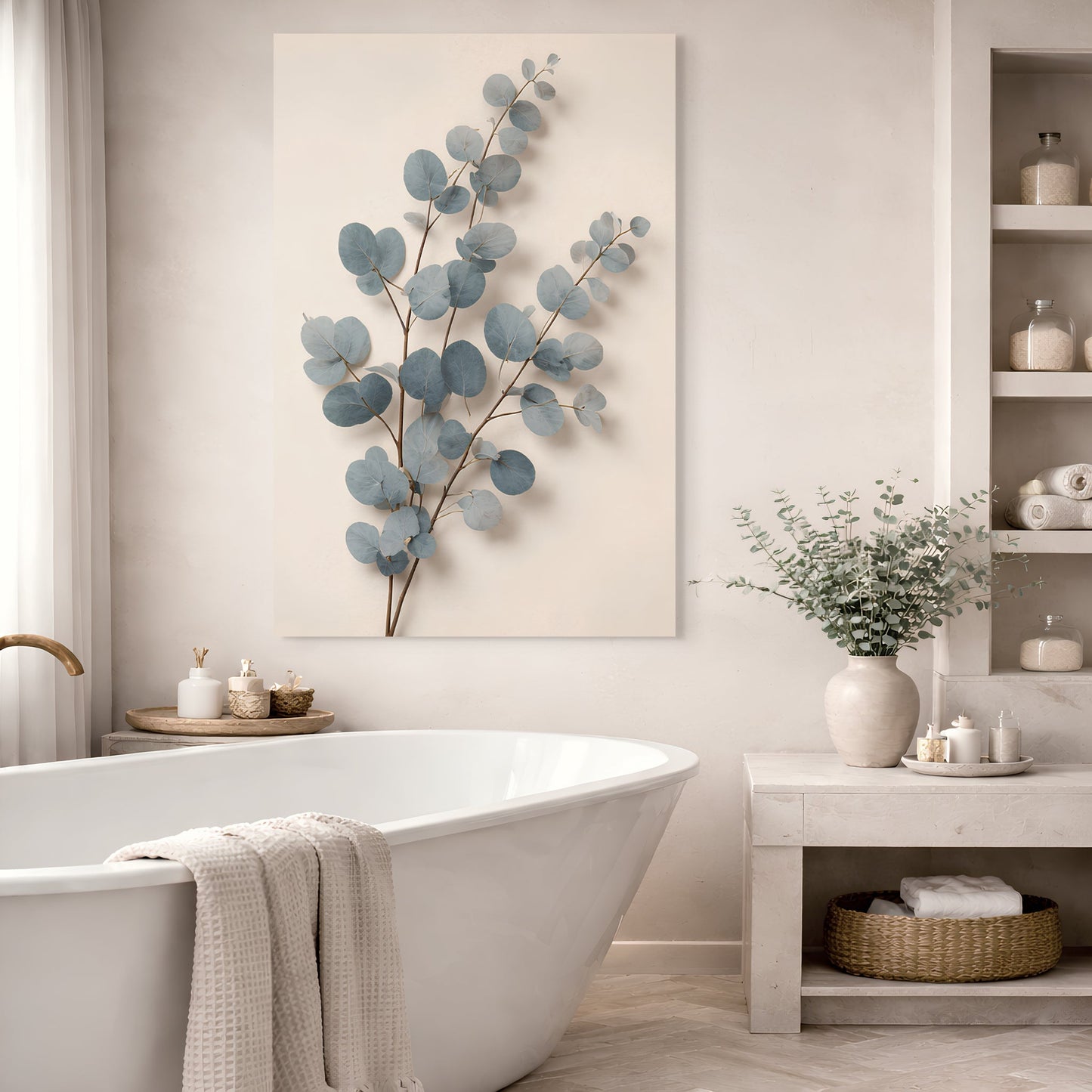 Blue and Cream Botanical — Eucalyptus In Dusty Blue
