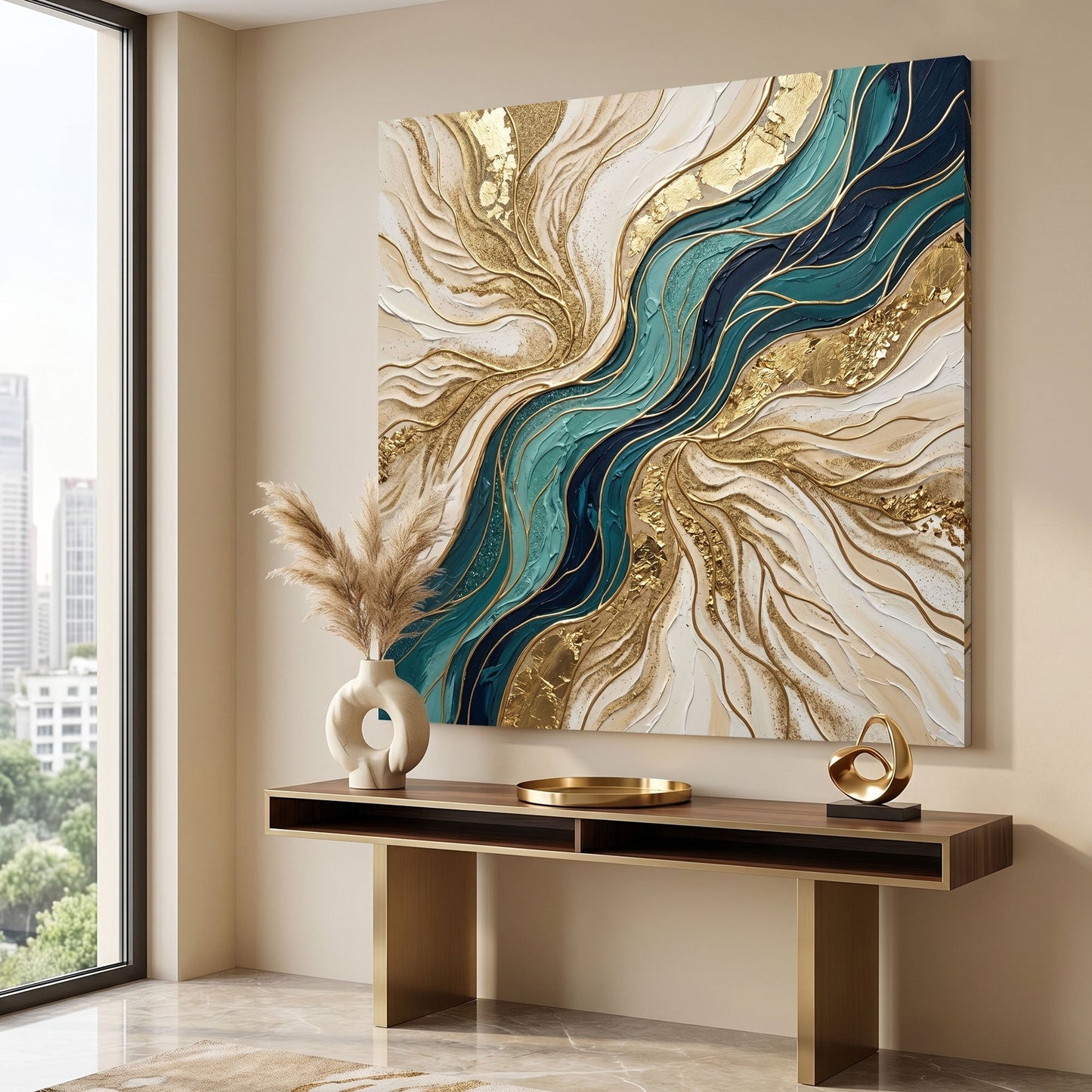 Flowing Teal and Sand