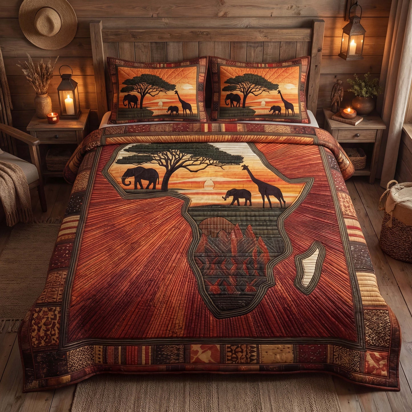 African Horizon 3-Piece Quilted Bedding Set - Single (59" x 70")