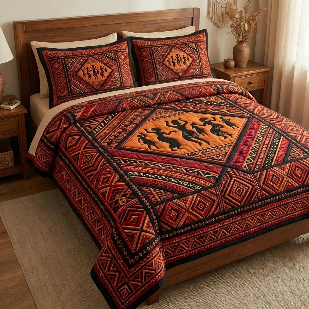 African Lore 3-Piece Quilted Bedding Set - Single (59" x 70")