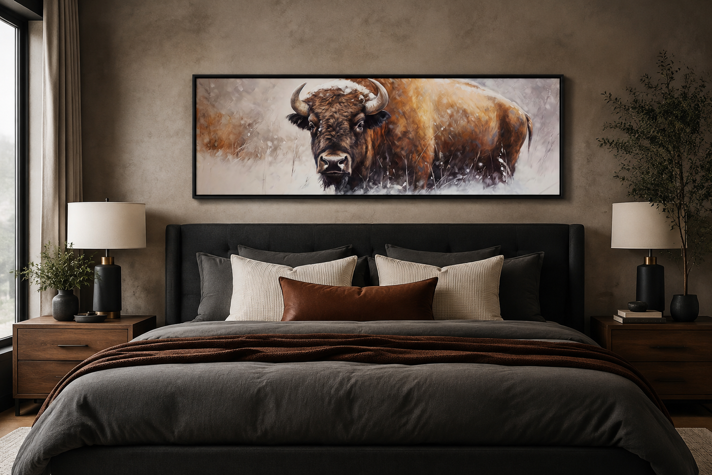 American Buffalo Long Horizontal Framed Canvas Wall Art