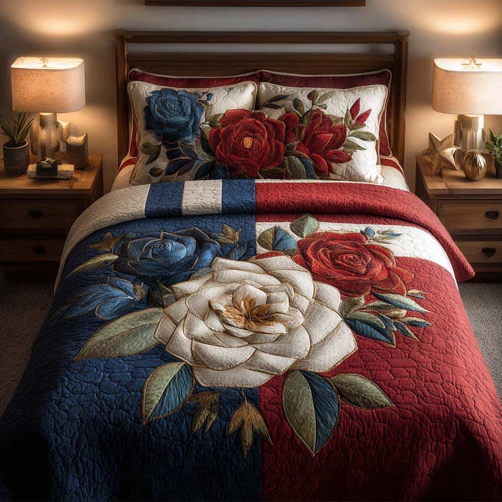 Americana Meadow 3-Piece Quilted Bedding Set - Single (59" x 70")