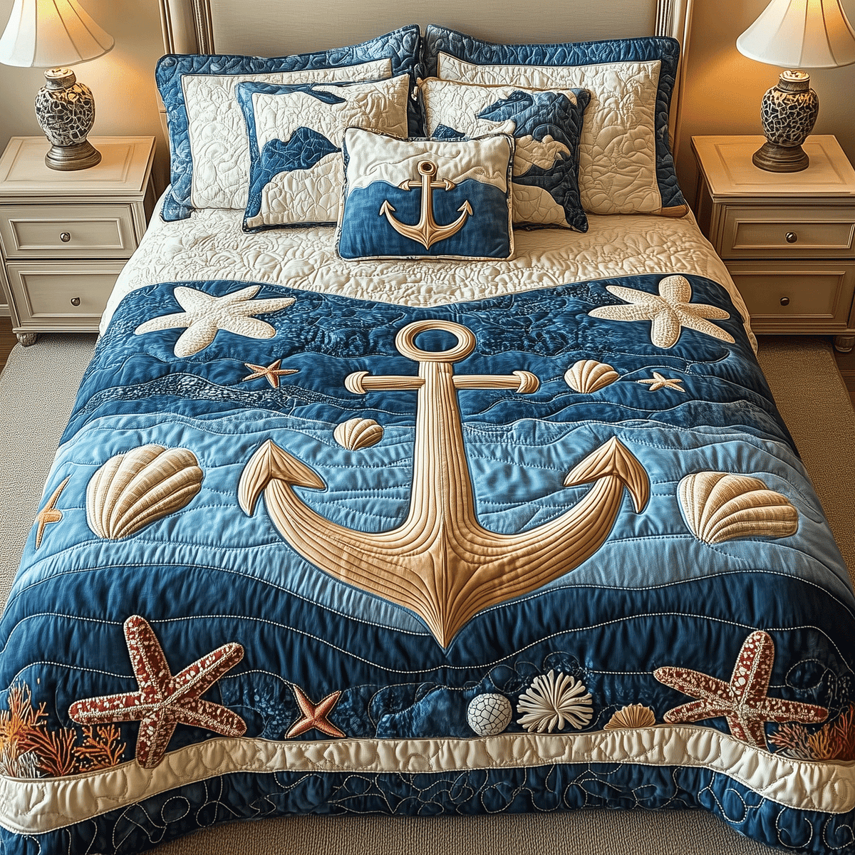 Anchor Haven 3-Piece Quilted Bedding Set - Single (59" x 70")
