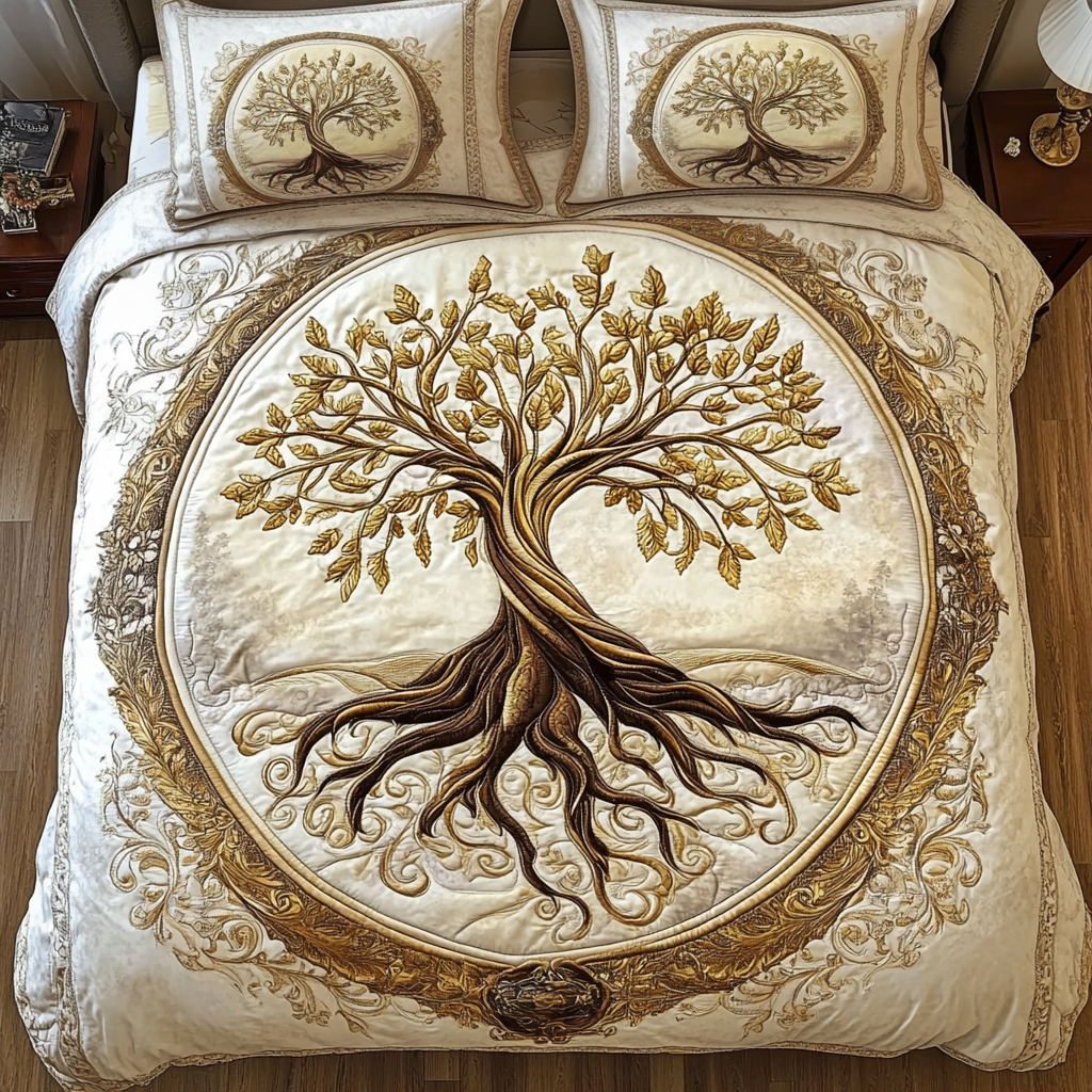 Ancient Wisdom 3-Piece Quilted Bedding Set - Single (59" x 70")