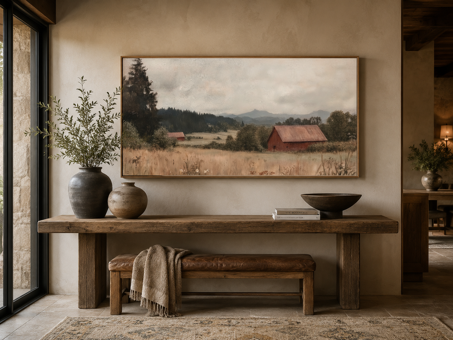 Antique Red Barn Art - Rustic Farmhouse Canvas Print | Framed Vintage Wall Decor