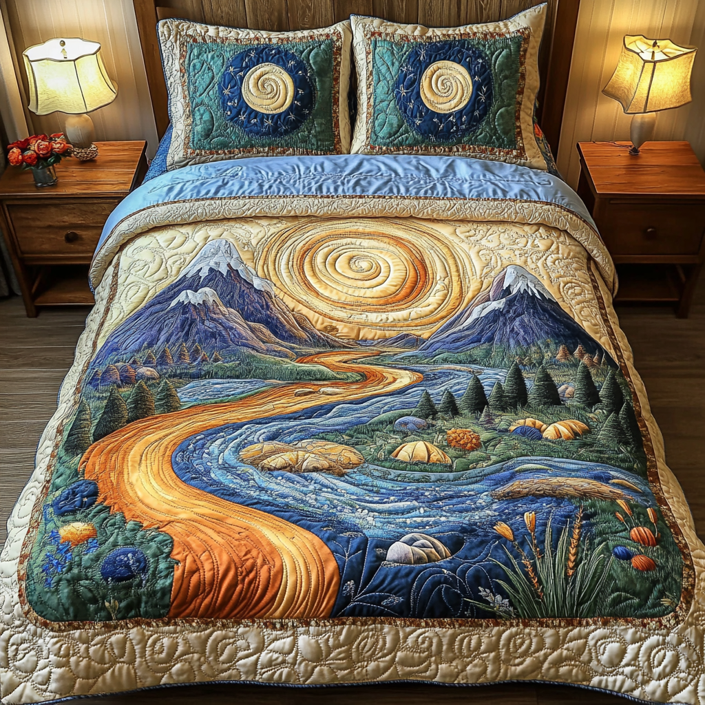 Aurora Pathway 3-Piece Quilted Bedding Set - Single (59" x 70")