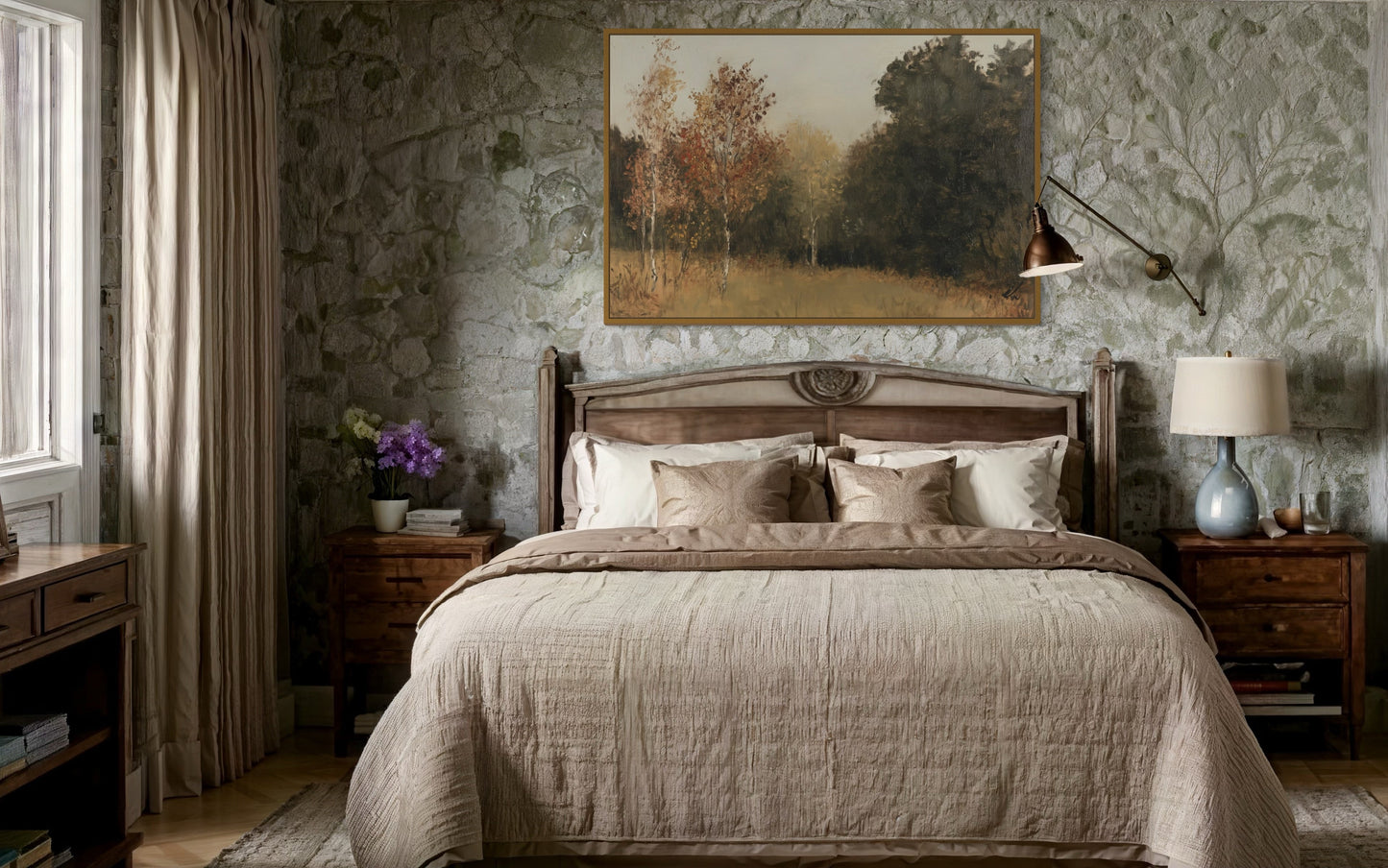 Autumn Forest Landscape Framed Canvas Wall Art