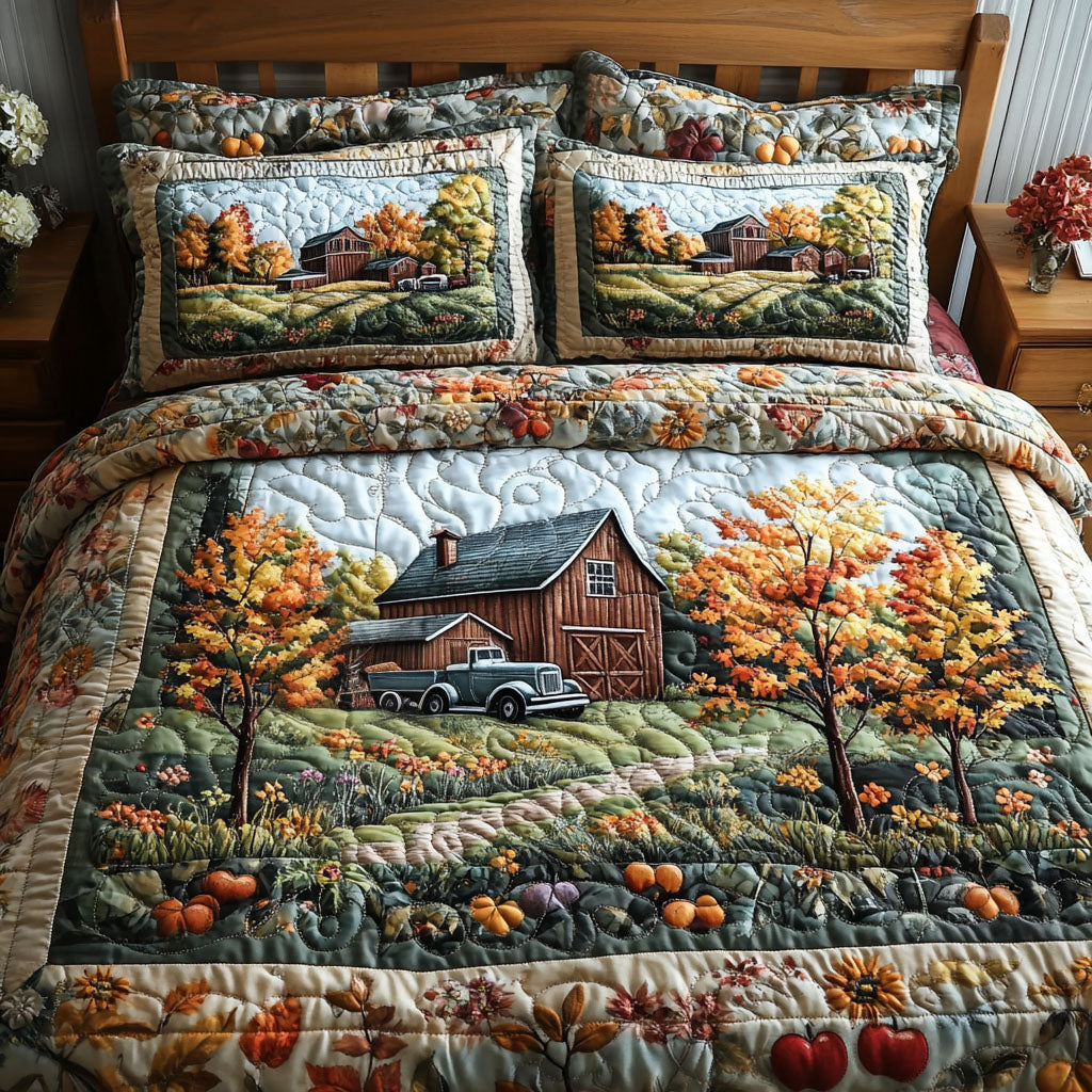 Autumn Fields 3-Piece Quilted Bedding Set - Single (59" x 70")