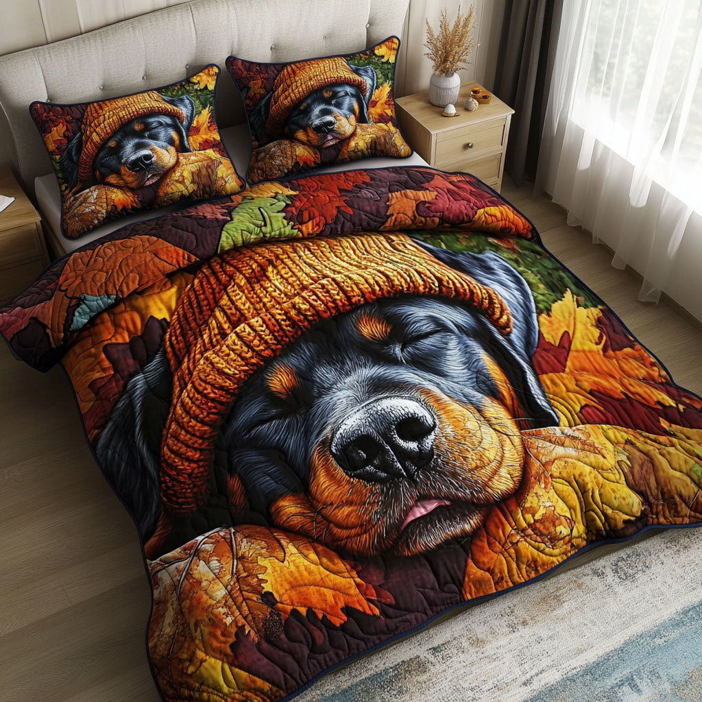 Autumn Pup Dreams 3-Piece Quilted Bedding Set - Single (59" x 70")