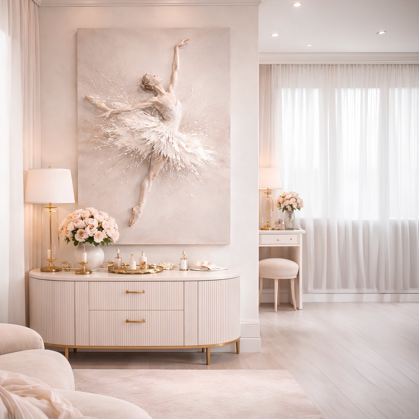 White Ballet Dancer — Single Figure Wall Art II