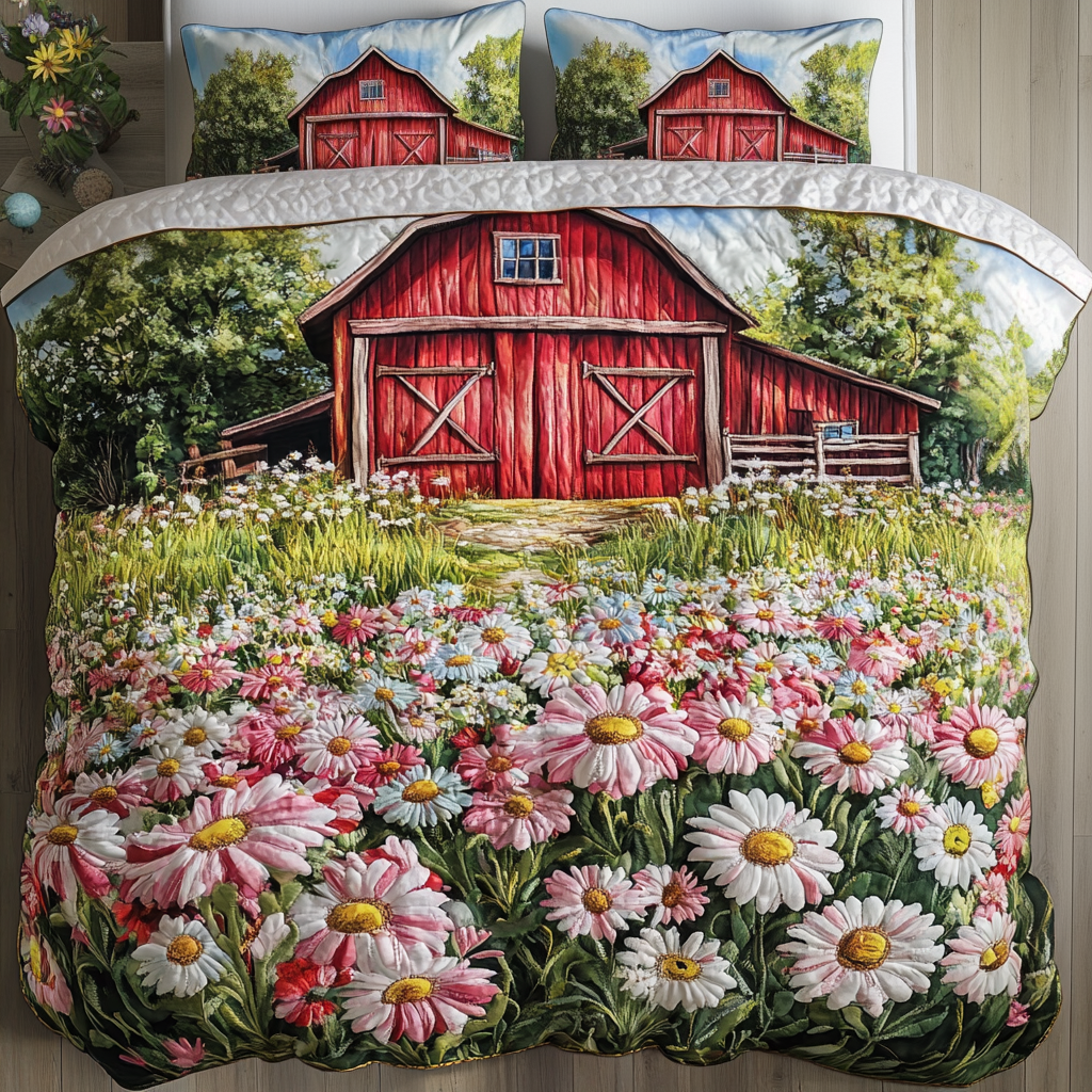 Barn Bloom 3-Piece Quilted Bedding Set - Single (59" x 70")