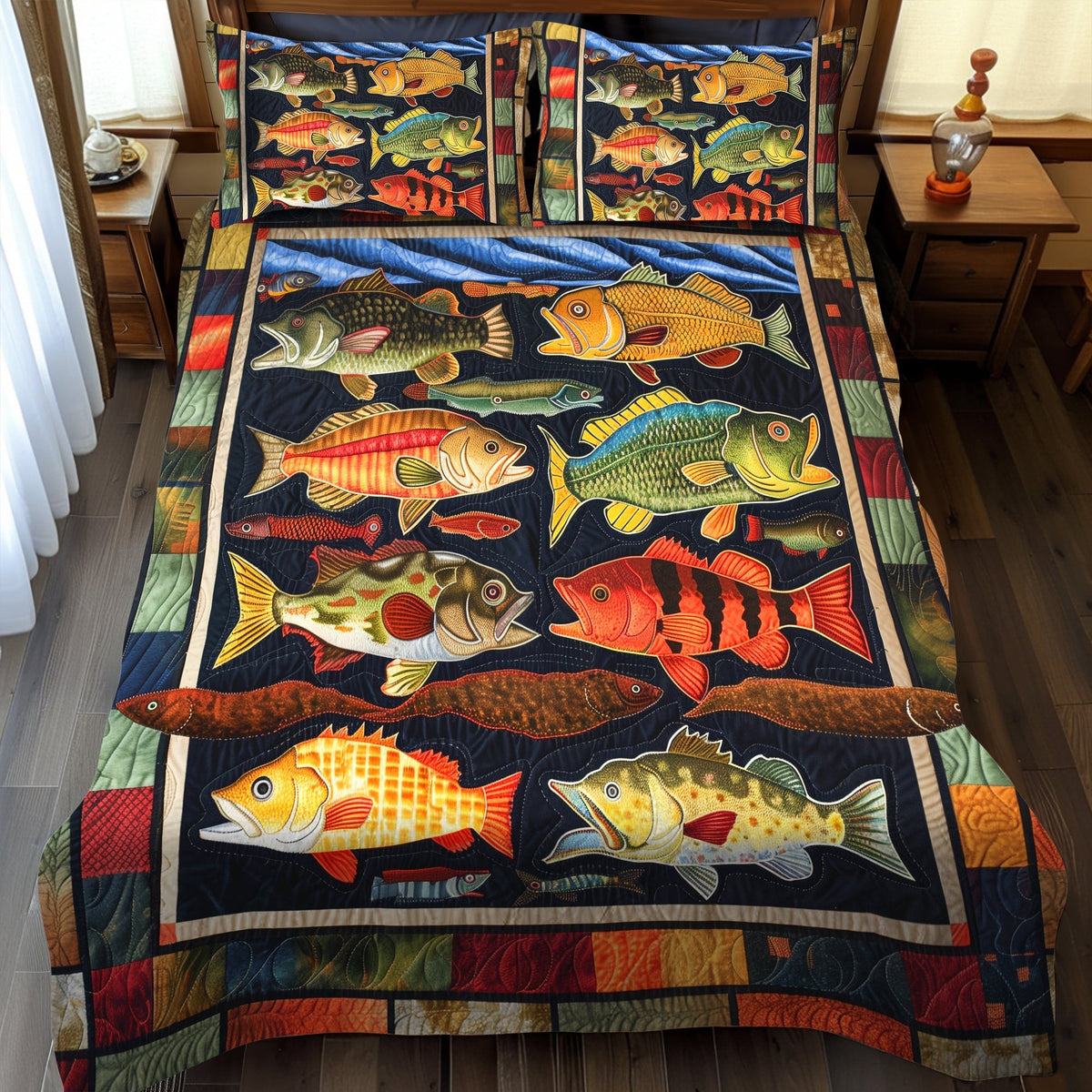 Bass Beats 3-Piece Quilted Bedding Set - Single (59" x 70")