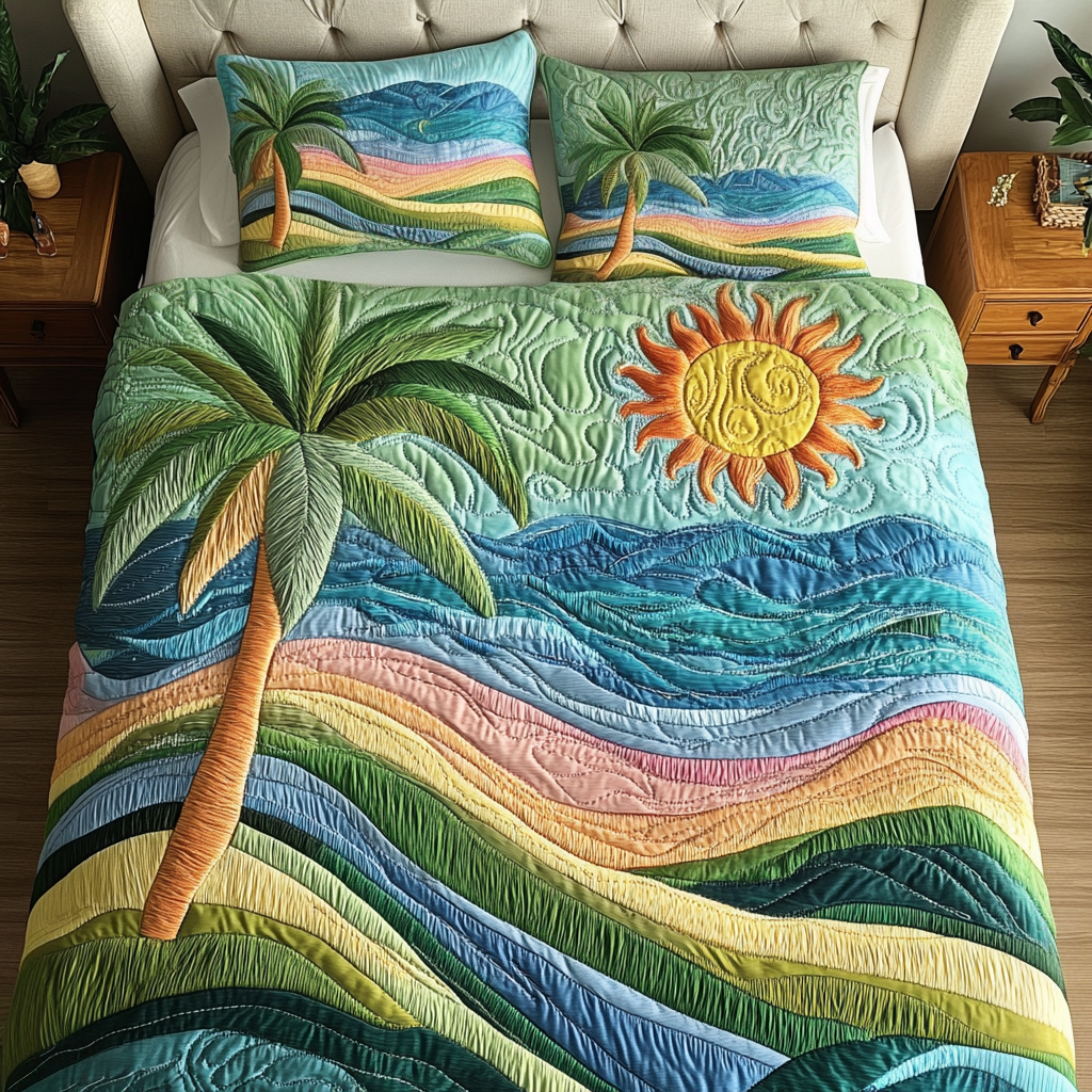 Beach Bliss 3-Piece Quilted Bedding Set - Single (59" x 70")