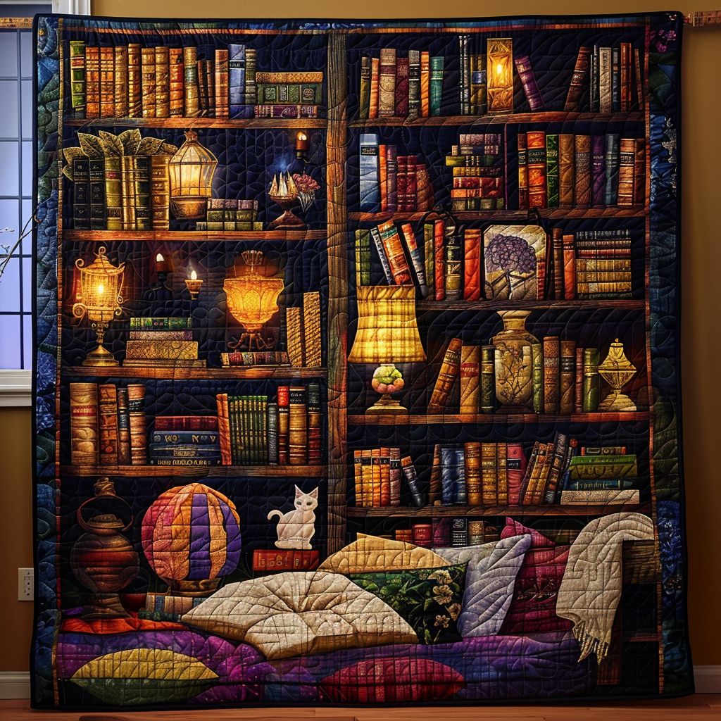 Bibliophile's Corner Quilted Blanket - Throw (55" x 60")