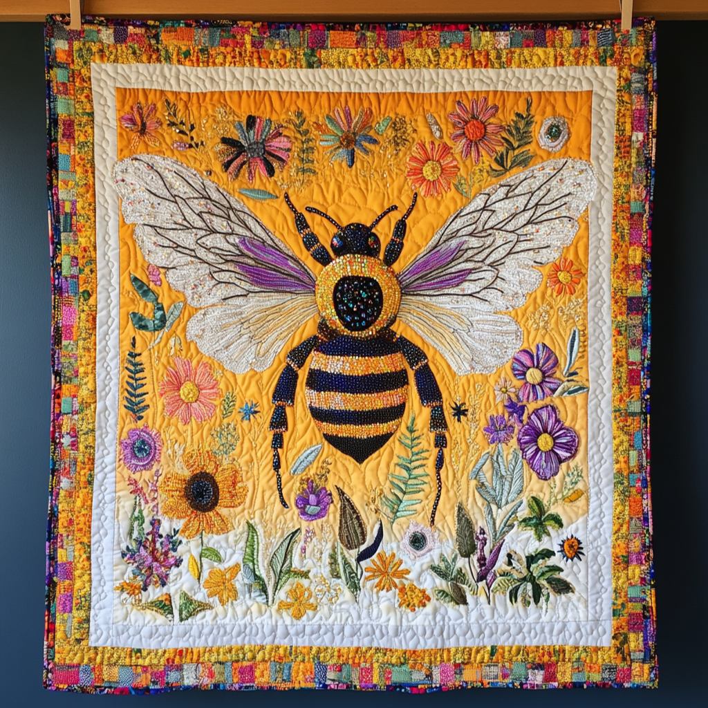 Blooming Bee Quilted Blanket - Throw (55" x 60")