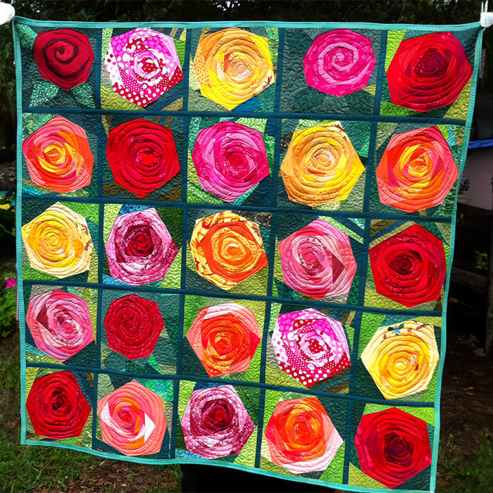 Blooming Roses Quilted Blanket - Throw (55" x 60")