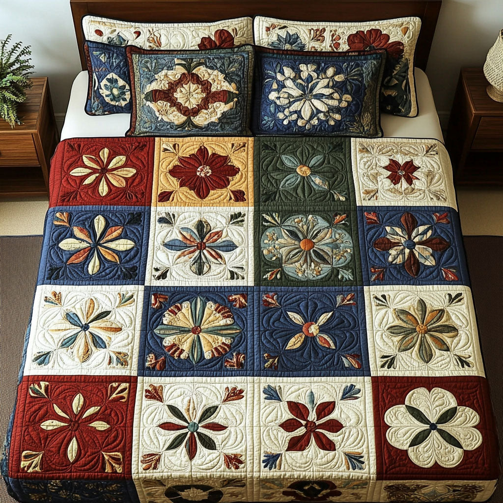 Blooming Dream 3-Piece Quilted Bedding Set - Single (59" x 70")