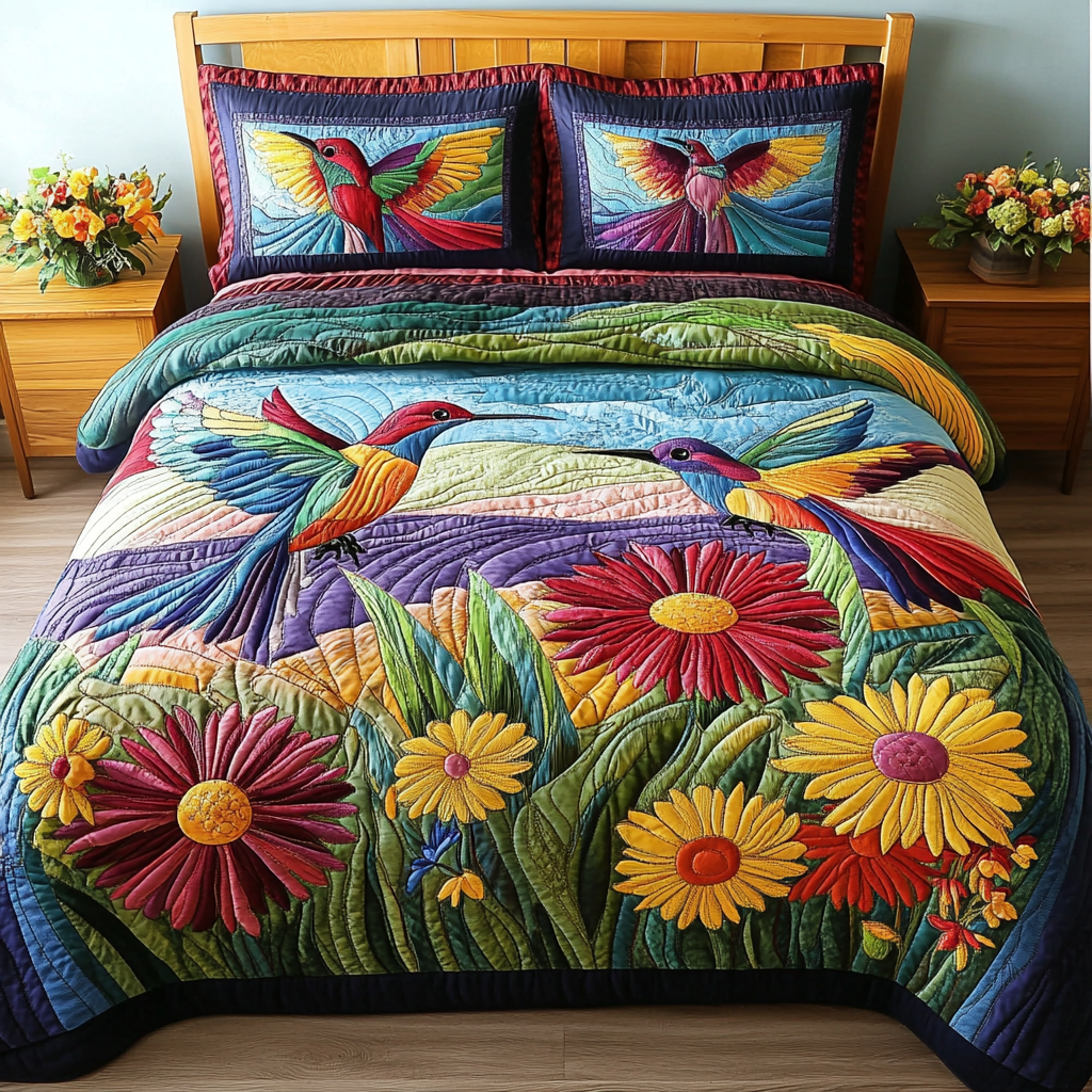 Blooming Flight 3-Piece Quilted Bedding Set - Single (59" x 70")