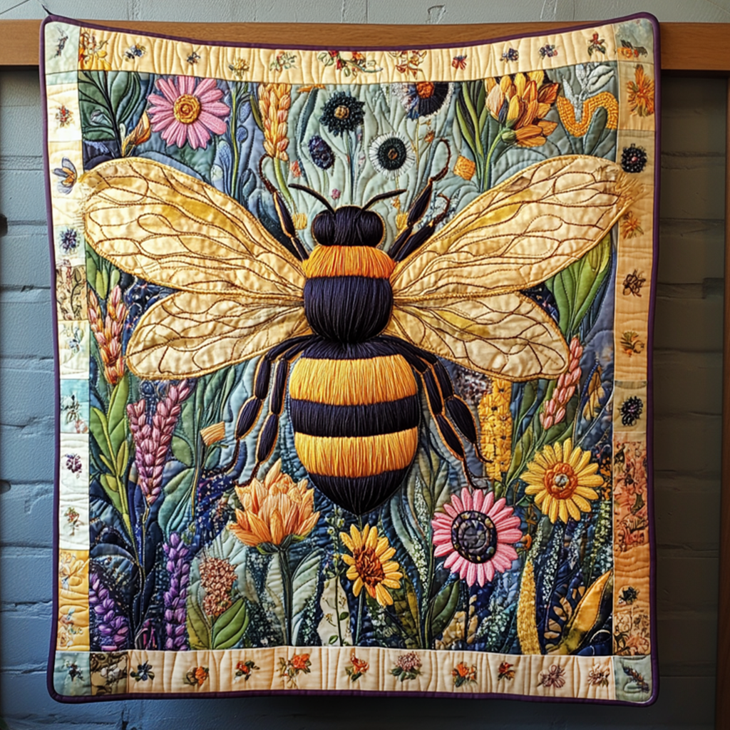 Blossom & Buzz Quilted Blanket - Throw (55" x 60")