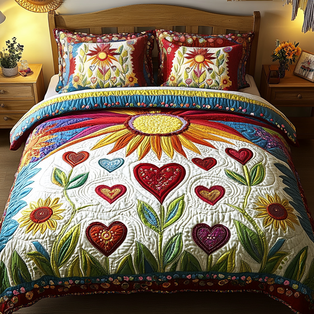 Blossom Path 3-Piece Quilted Bedding Set - Single (59" x 70")
