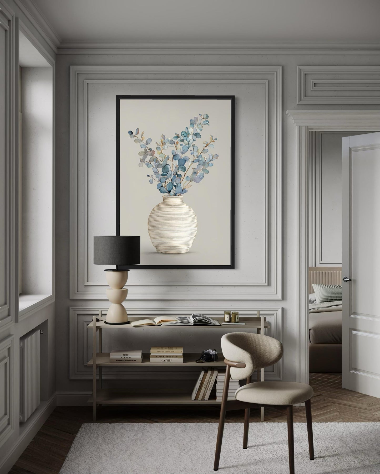 Blue Floral Still Life Wall Art For dining Room Decor