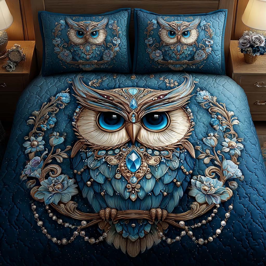 Blue Majesty 3-Piece Quilted Bedding Set - Single (59" x 70")