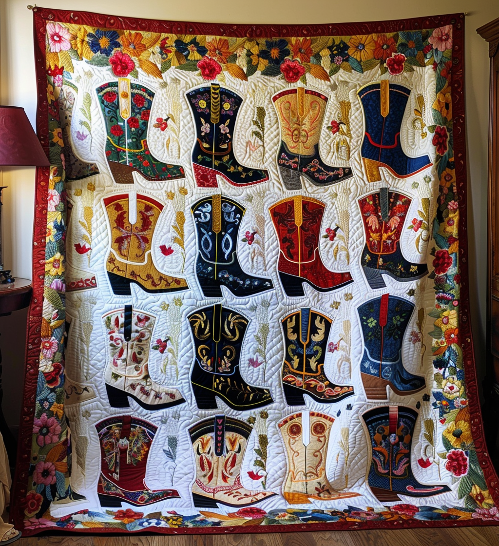 Boot Scooting Beauty Quilted Blanket - Throw (55" x 60")