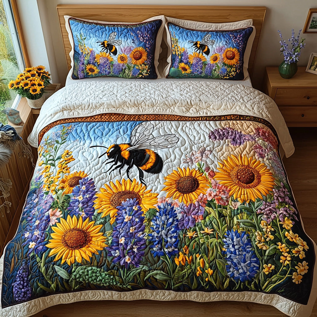 Bright Hive 3-Piece Quilted Bedding Set - Single (59" x 70")