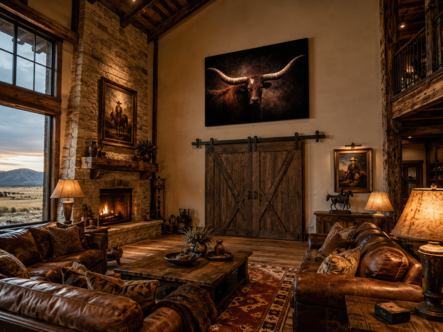 Brown Longhorn Bull Wall Art – Rustic Western Ranch Decor | Texas Steer Canvas Print