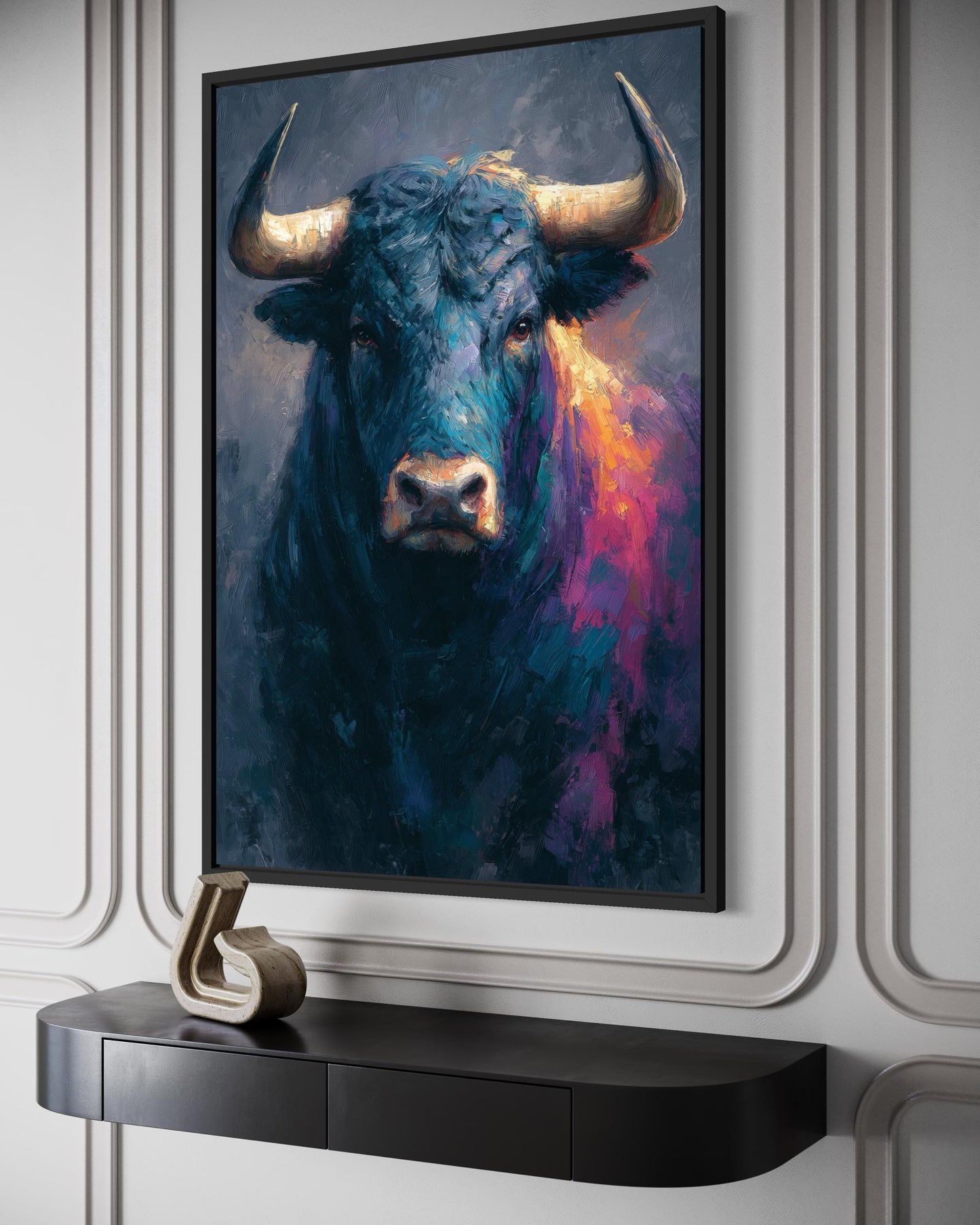Bull Wall Art – Modern Bull Painting Canvas | Bold Masculine Statement Artwork
