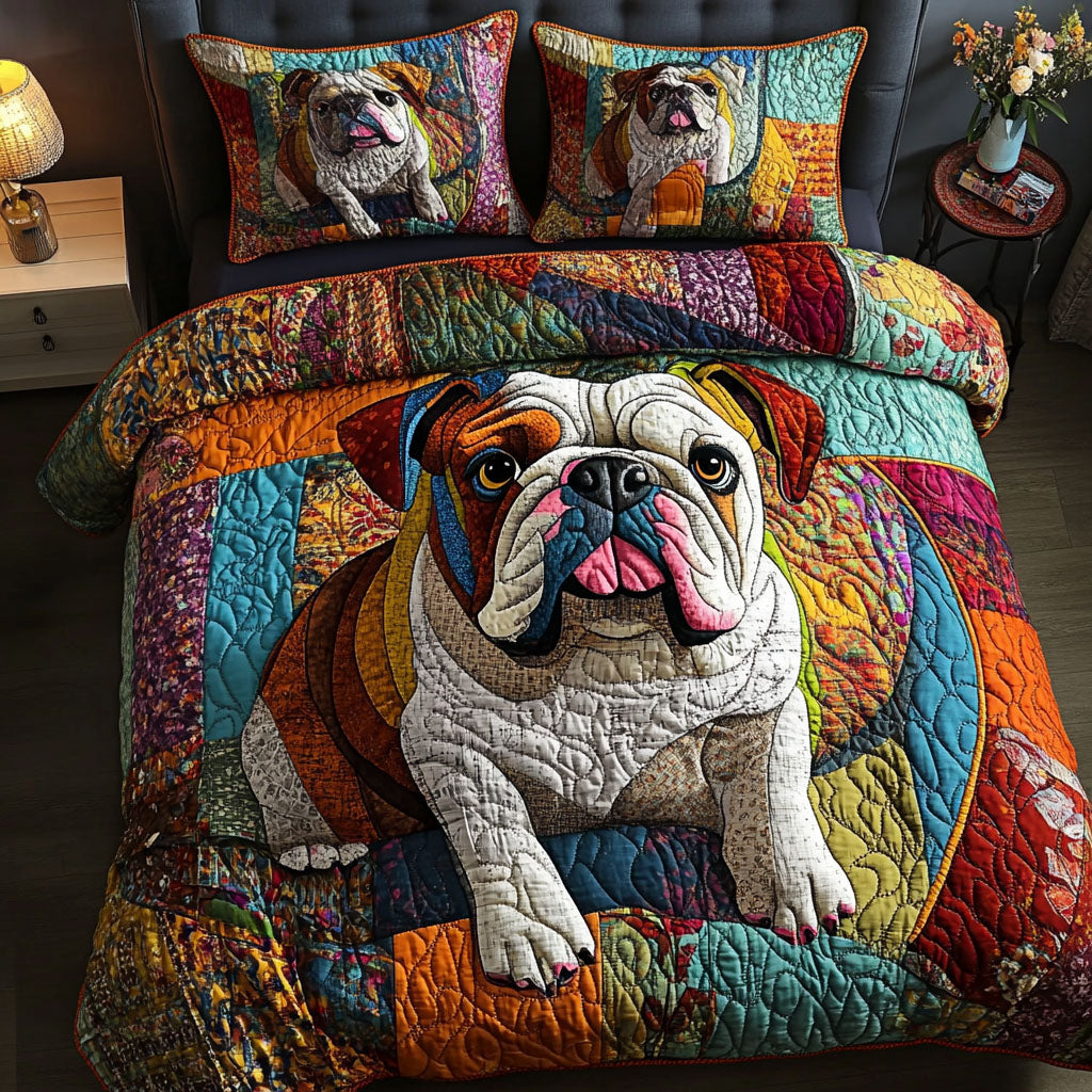 Bulldog Fur 3-Piece Quilted Bedding Set - Single (59" x 70")