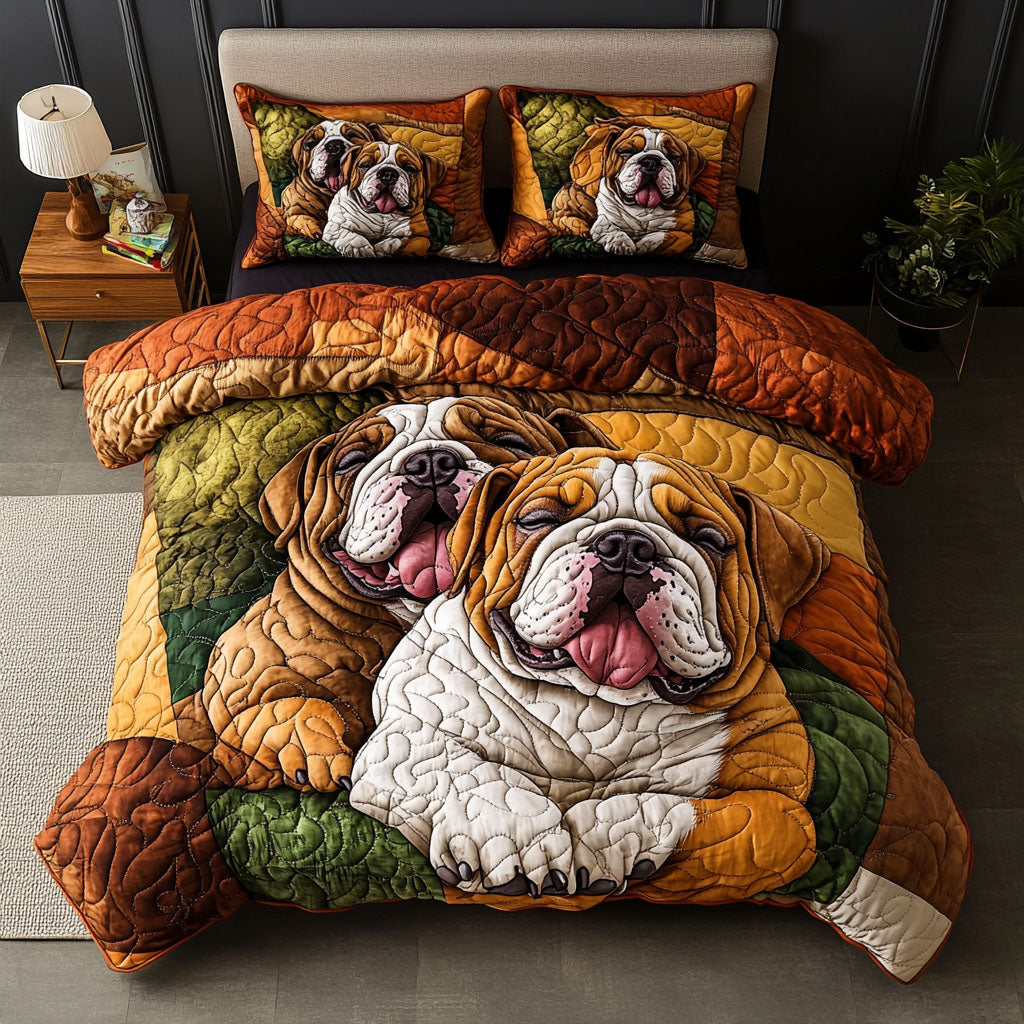 Bulldog Snooze Fest 3-Piece Quilted Bedding Set - Single (59" x 70")