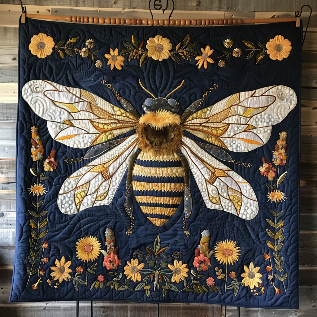 Bumble Bloom Quilted Blanket - Throw (55" x 60")