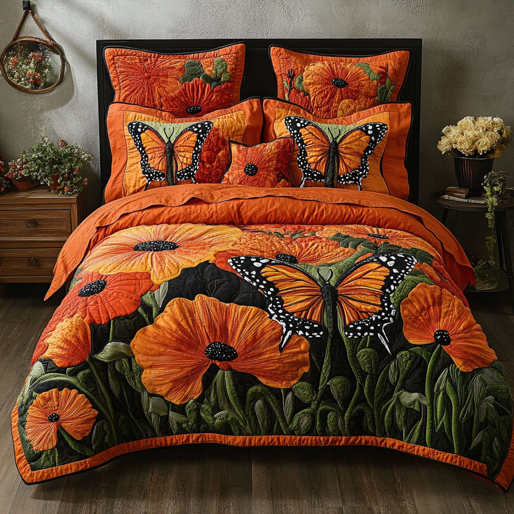 Butterfly Bloom 3-Piece Quilted Bedding Set - Single (59" x 70")