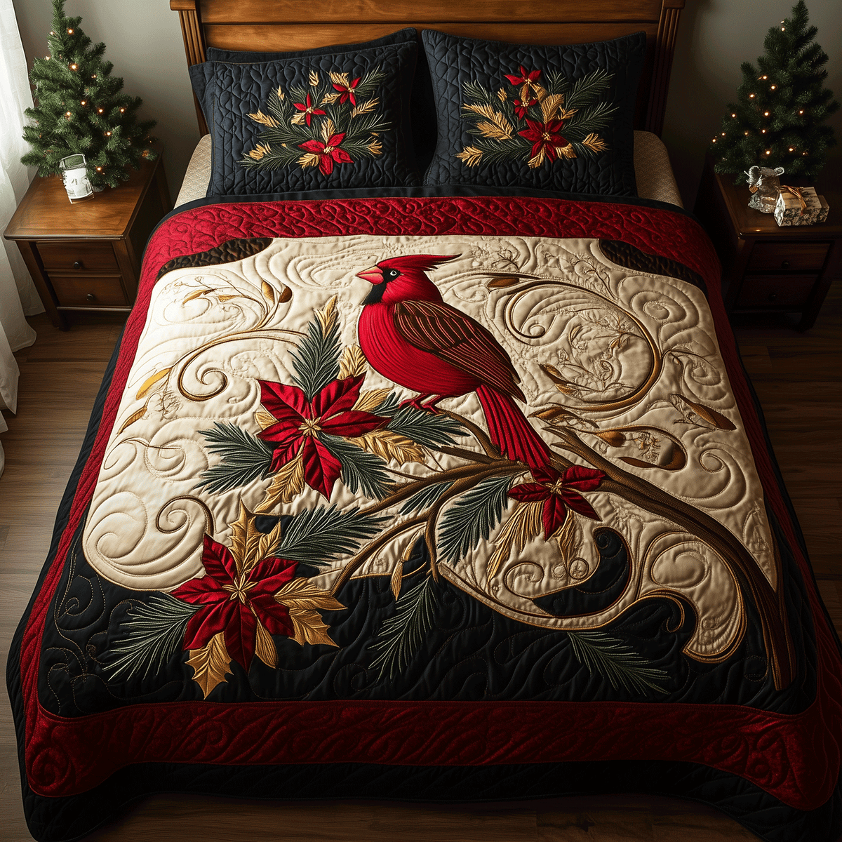 Cardinal Companions 3-Piece Quilted Bedding Set - Single (59" x 70")