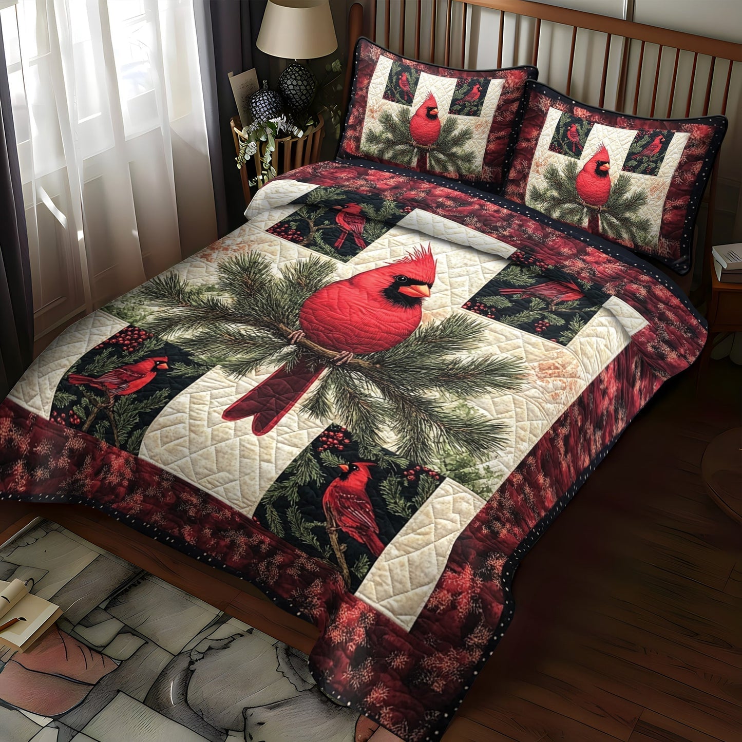 Cardinal Winter Haven Quilted Bedding Set - Single (59" x 70")