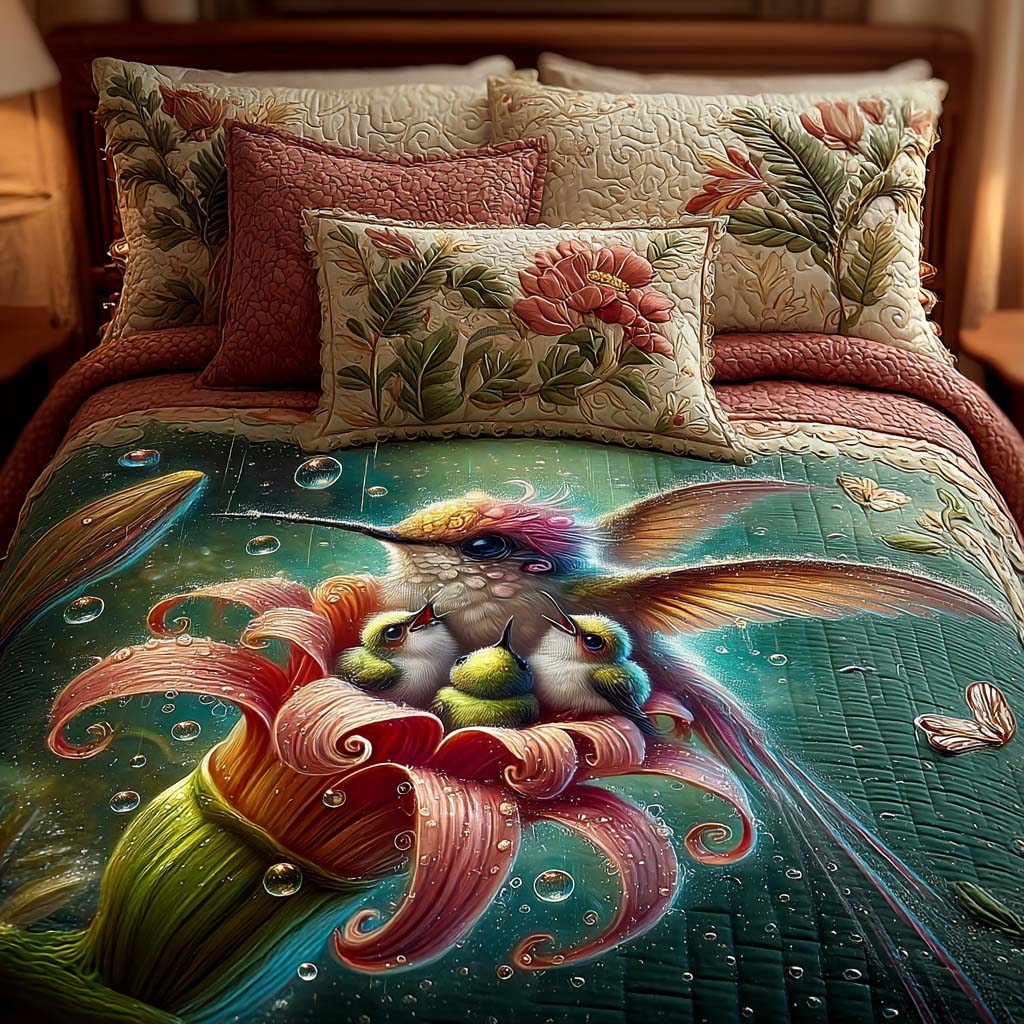 Caring Wings 3-Piece Quilted Bedding Set - Single (59" x 70")