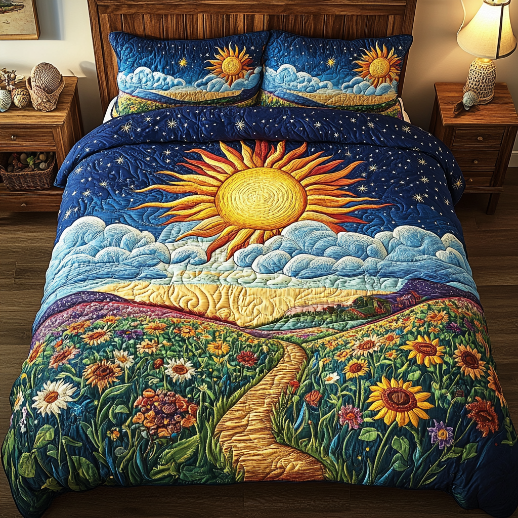 Celestial Garden 3-Piece Quilted Bedding Set - Single (59" x 70")