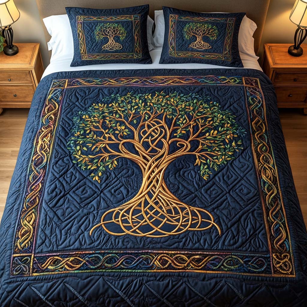 Celtic Roots 3-Piece Quilted Bedding Set - Single (59" x 70")