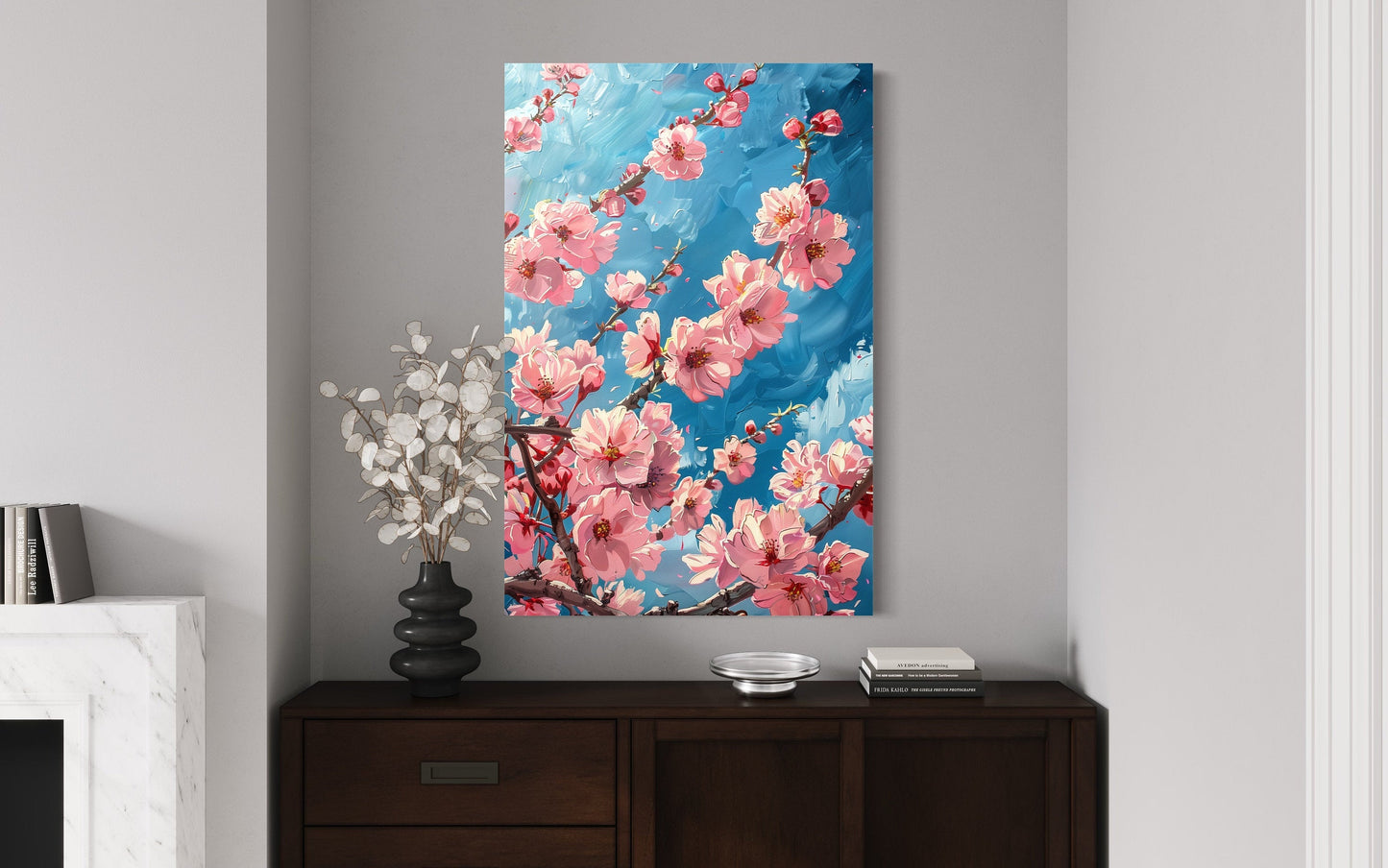 Cherry Blossom Sakura Branch Framed Canvas Wall Art