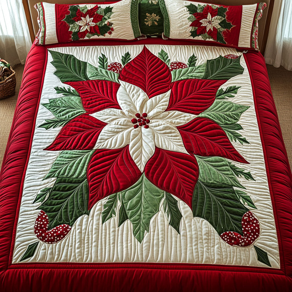 Christmas Eve Charm 3-Piece Quilted Bedding Set - Single (59" x 70")