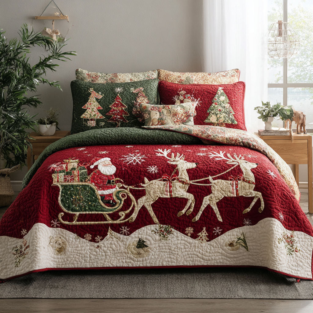 Christmas Eve Dash 3-Piece Quilted Bedding Set - Single (59" x 70")